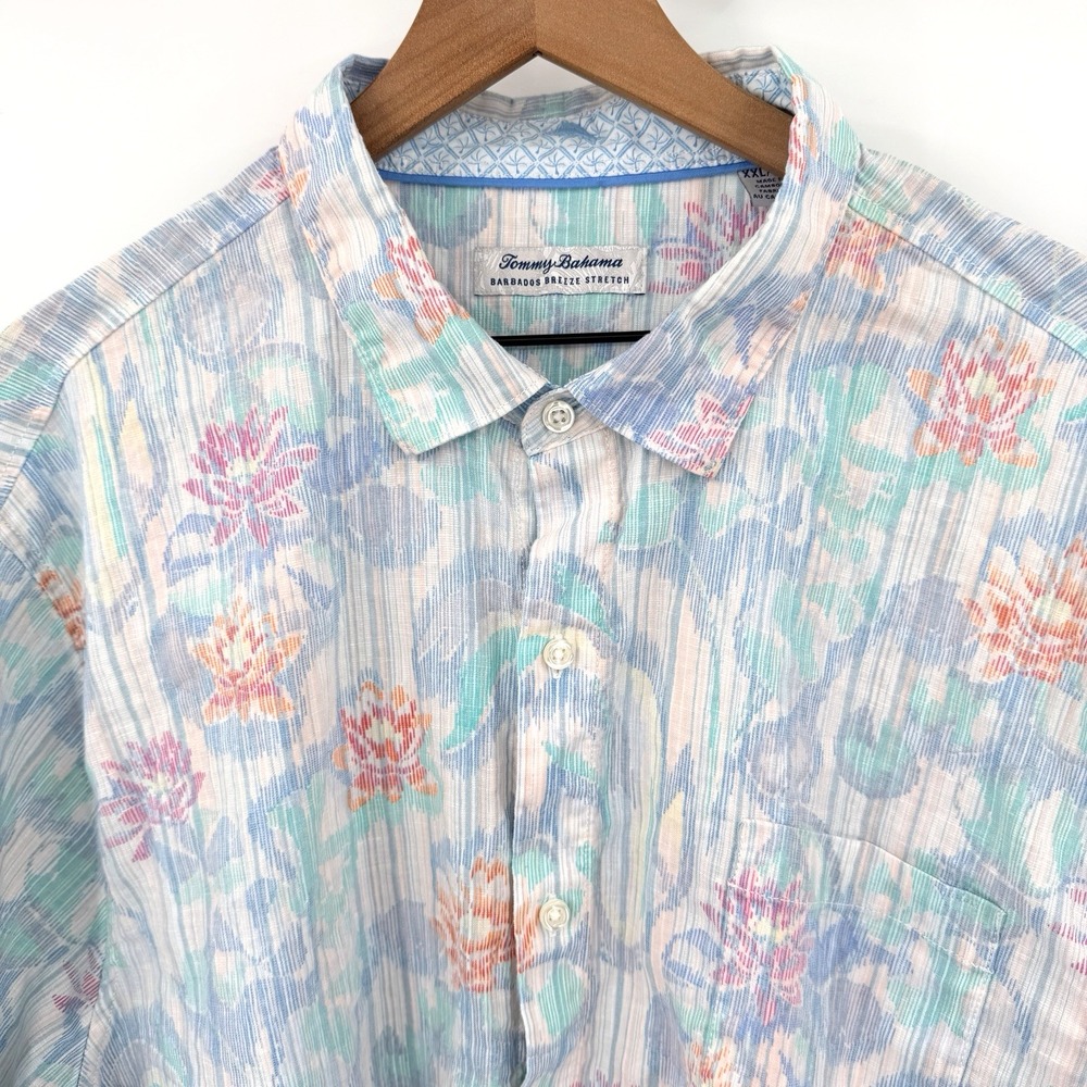 Tommy Bahama Barbados Breeze Shirt Mens XXL Floral Linen Blend Long Sleeve 54x33
